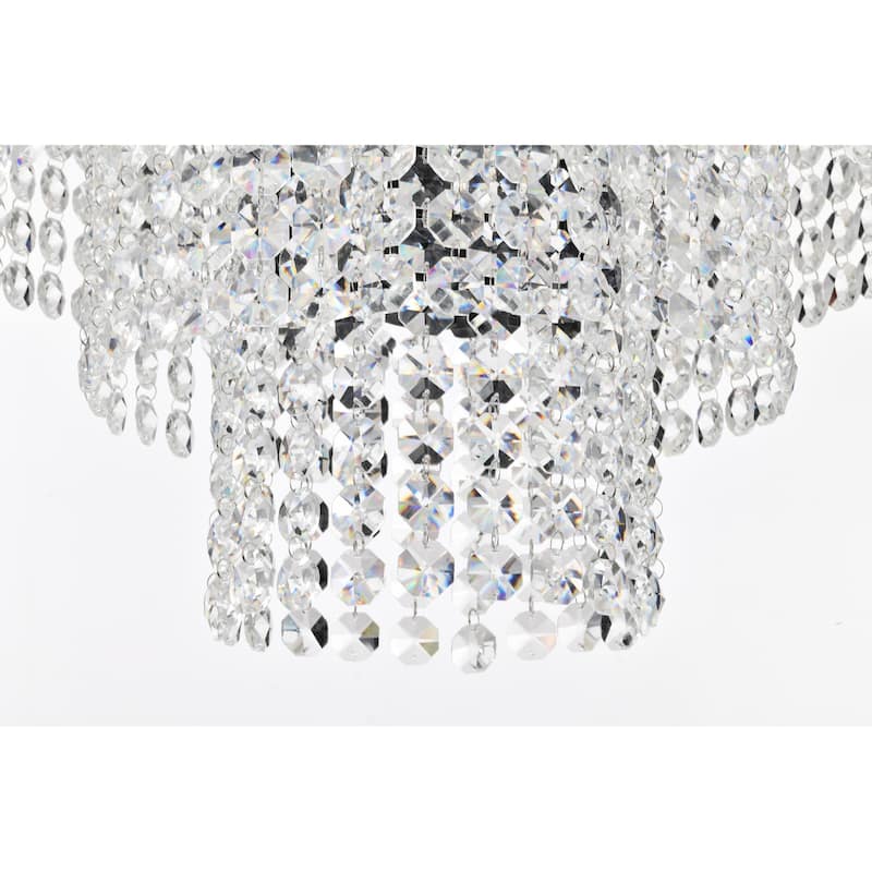Antique Black Finish 4-Light Chandelier with Tier Cascading Crystals