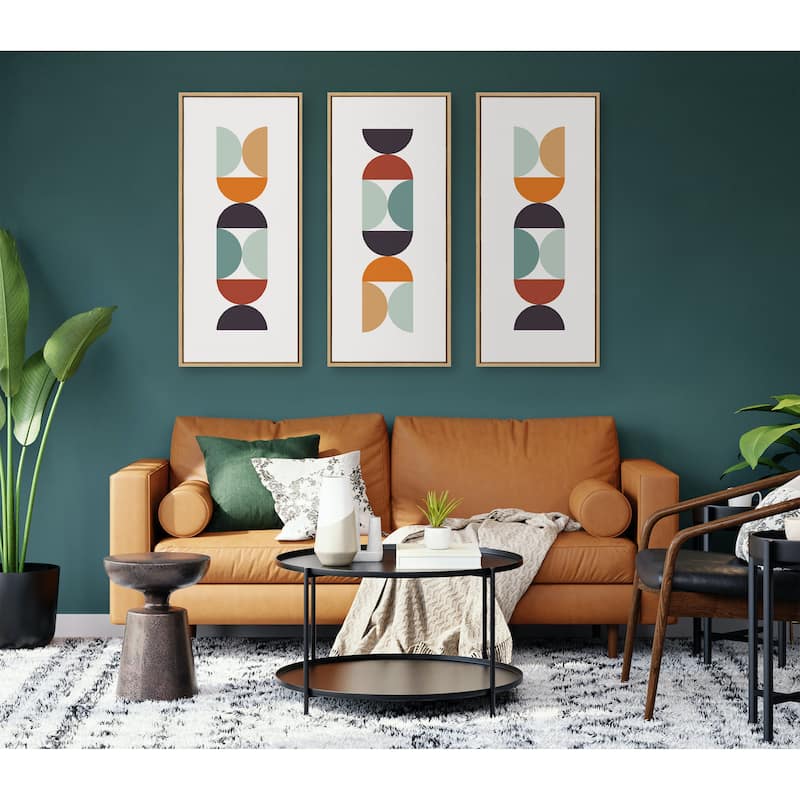 Kate and Laurel Sylvie Circles and Curves Retro Color Framed Canvas by The Creative Bunch Studio