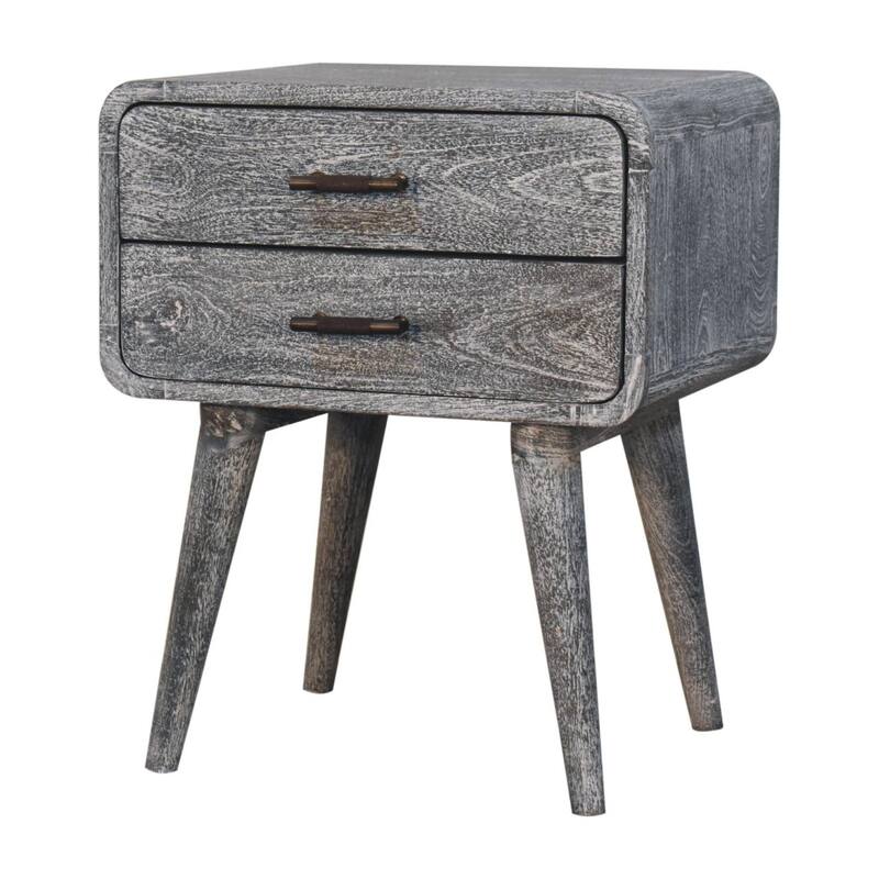 HomeRoots 22" Gray Solid Wood Distressed Two Drawer Nightstand