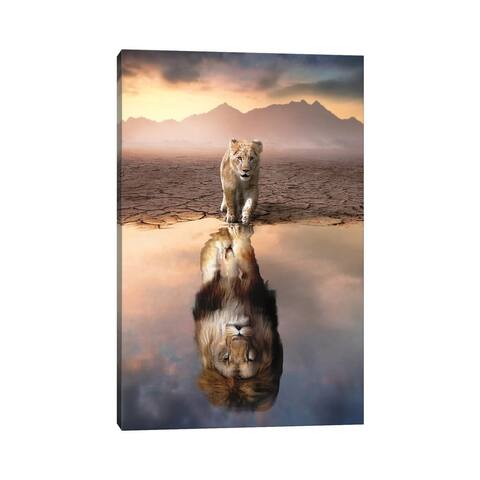 iCanvas "Lion Reflection" by Zenja Gammer Canvas Print