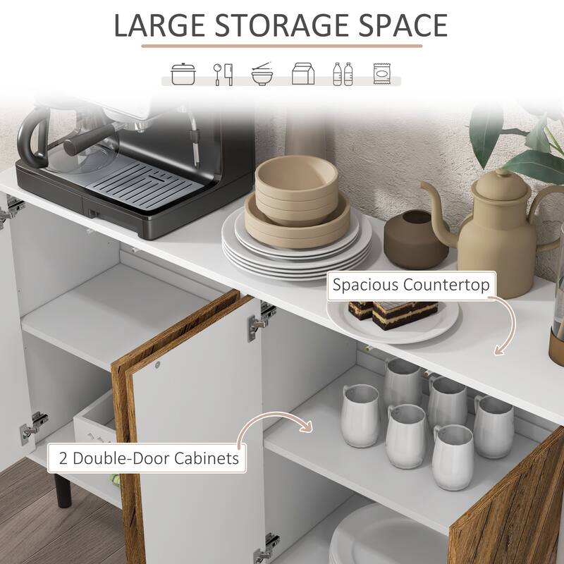 Sideboard with Adjustable Shelves Two Cabinets Push to Open Storage for Kitchen or Dining Room - 47.75" W x 14.5" D x 29.5" H