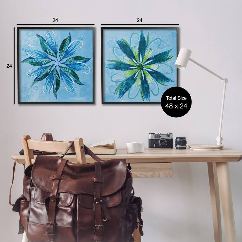 Stupell Whimsical Flower Shapes Framed Giclee Art Design By Liz Jardine (Set of 2)
