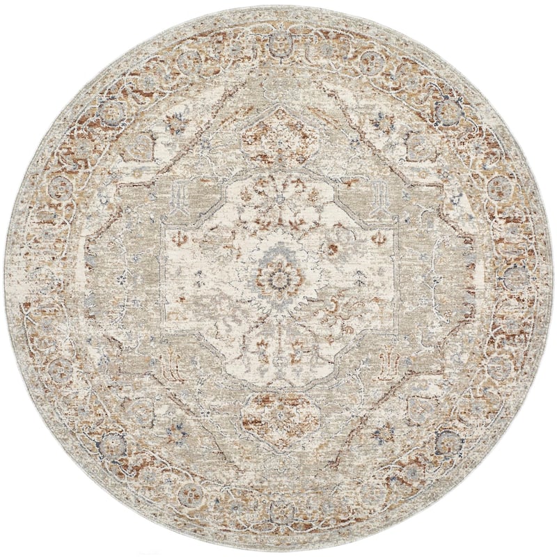 Livabliss Poem Traditional Area Rug - Cream - 5'3" x 5'3"