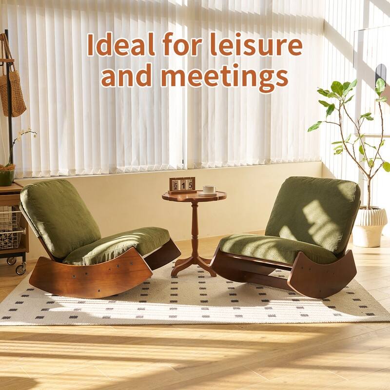 Solid Wood Glider Rocker with Corduroy Upholstery - Cozy Rocking Chair for Nursery, Living Room & Bedroom