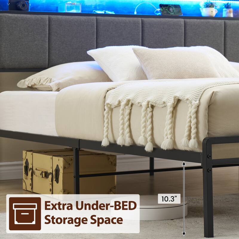 Bed Frame with Headboard and Storage Drawers