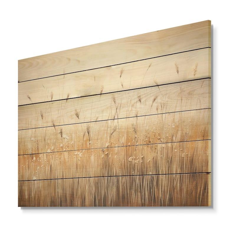 Designart "Prairies Majestic Grasslands" Prairies Wood Wall Decor - Traditional Beige Wood Panel On Natural Pine Wood
