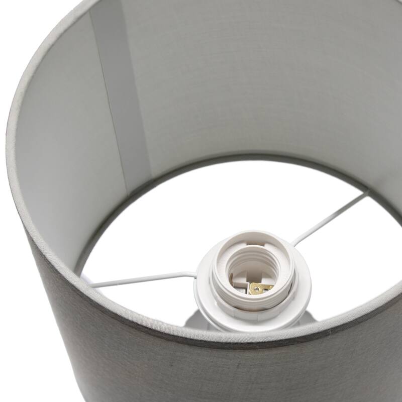 Vertical Grooved Ceramic Table Lamp with Drum Shade - 16" - Gray