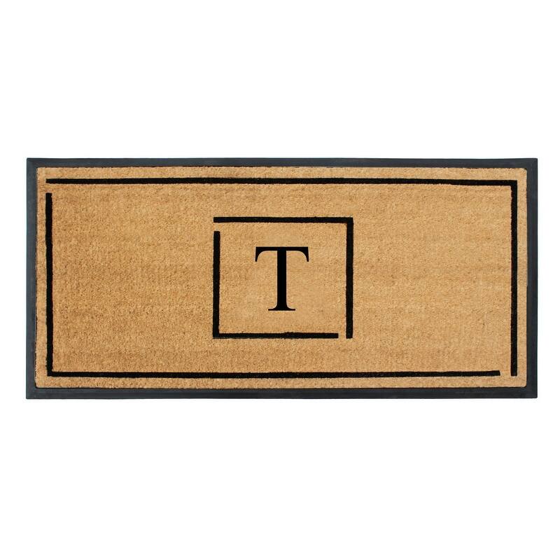 A1HC- Designer Hand-Crafted Rubber Coir Molded Double/Single Door Mat Monogrammed, Perfect and More Functional Size 24x48 Inch - 24"X48" - T
