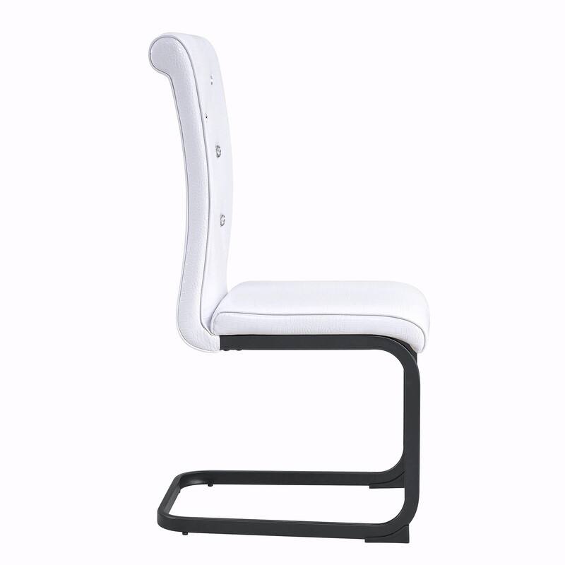 Set of 2 Retro Alligator Skin Upholstered Dining Chairs with Crystal Buckle Design & Faux Leather