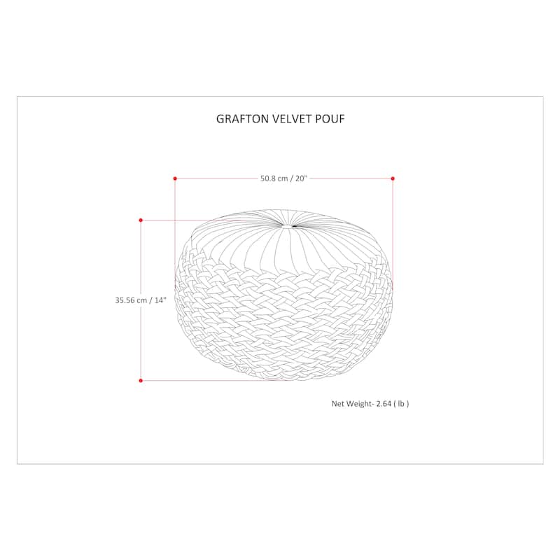 WYNDENHALL Faye Round Pouf in Velvet Fabric