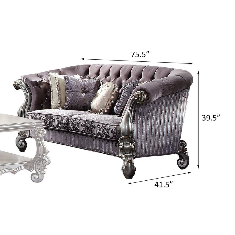 Calvert Antique Platinum Loveseat with 5 Pillows