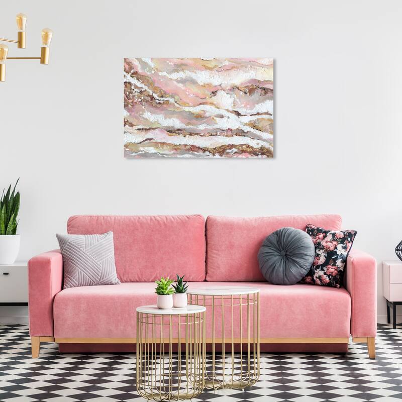 Wynwood Studio Canvas Abstract Rose Gold Texture Pink and Light Pink Glam Wall Art Canvas Print - 24 x 36