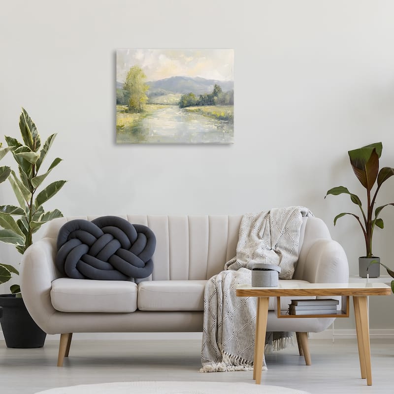 Stupell Abstract River & Mountain Scene Canvas Wall Art Design By Petal Prints Design