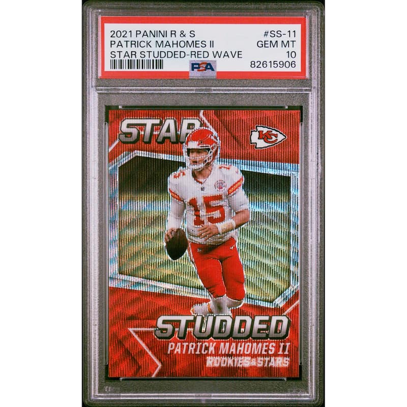 Patrick Mahomes 2021 Panini Rookies Stars Red Wave Card #SS-11 Graded PSA 10 - 8' x 11'