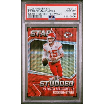 Patrick Mahomes 2021 Panini Rookies Stars Red Wave Card #SS-11 Graded PSA 10 - 8' x 11'
