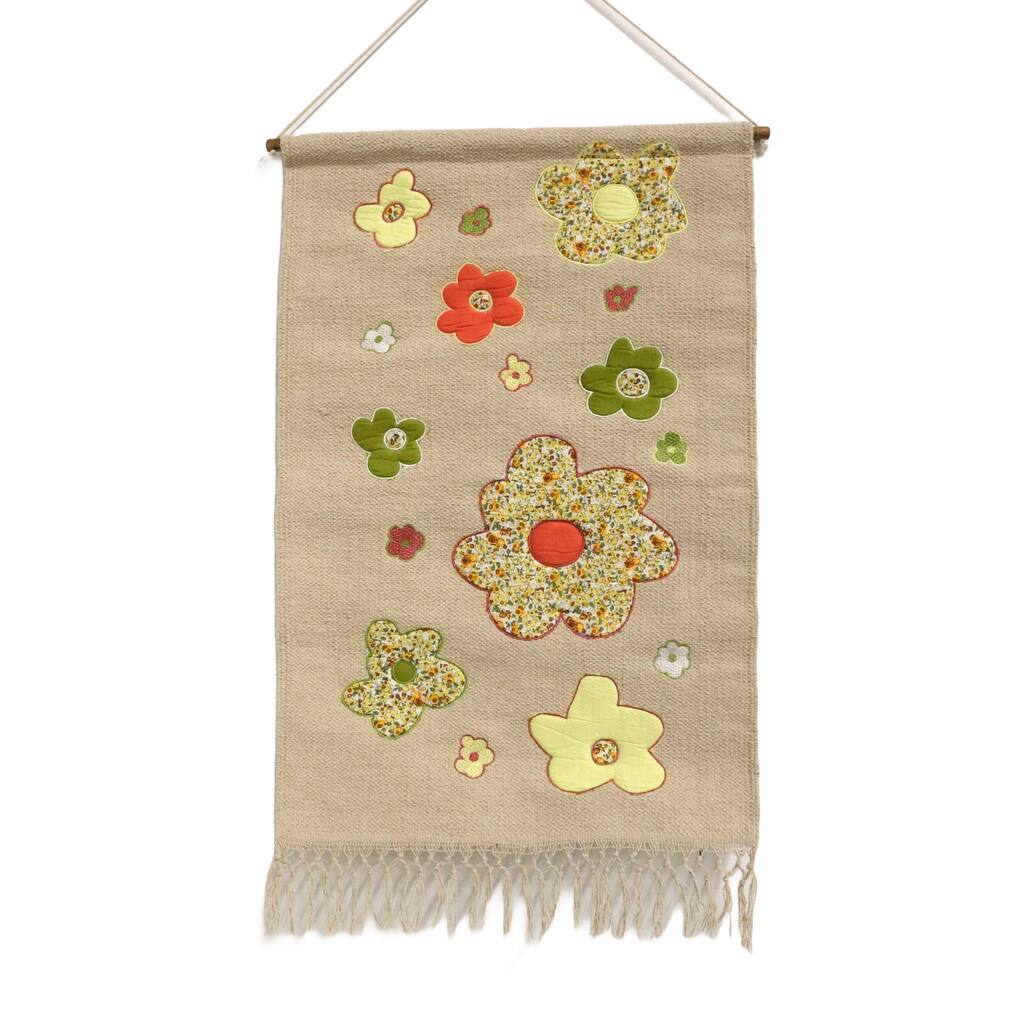 Home&Manor Large Floral Macrame Wall Hanging