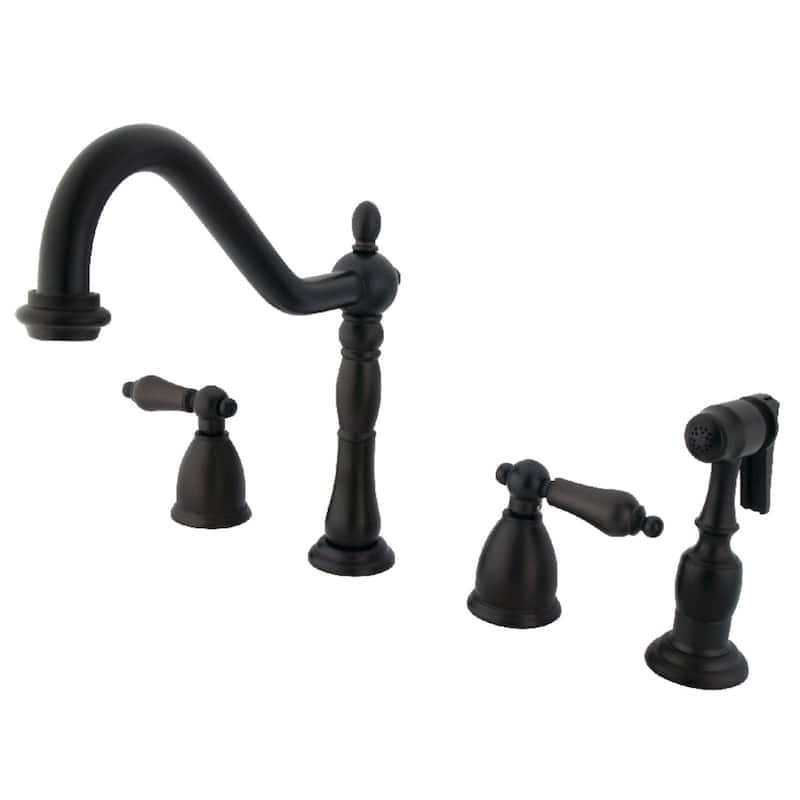Heritage 8-Inch Widespread Kitchen Faucet with Brass Sprayer - Oil Rubbed Bronze