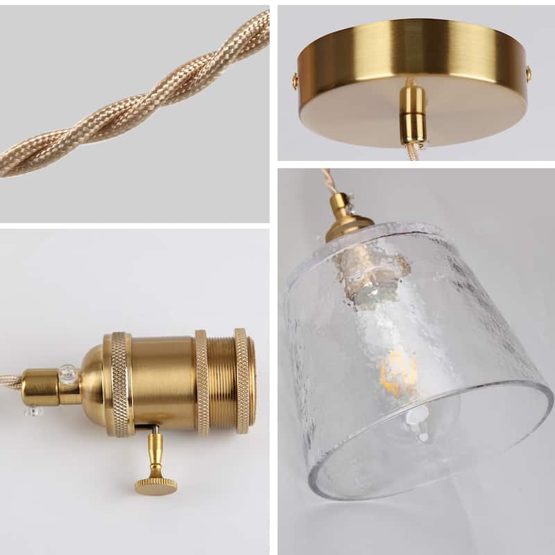 1-Light Vintage Pendant Light Amber Glass Pendant Light