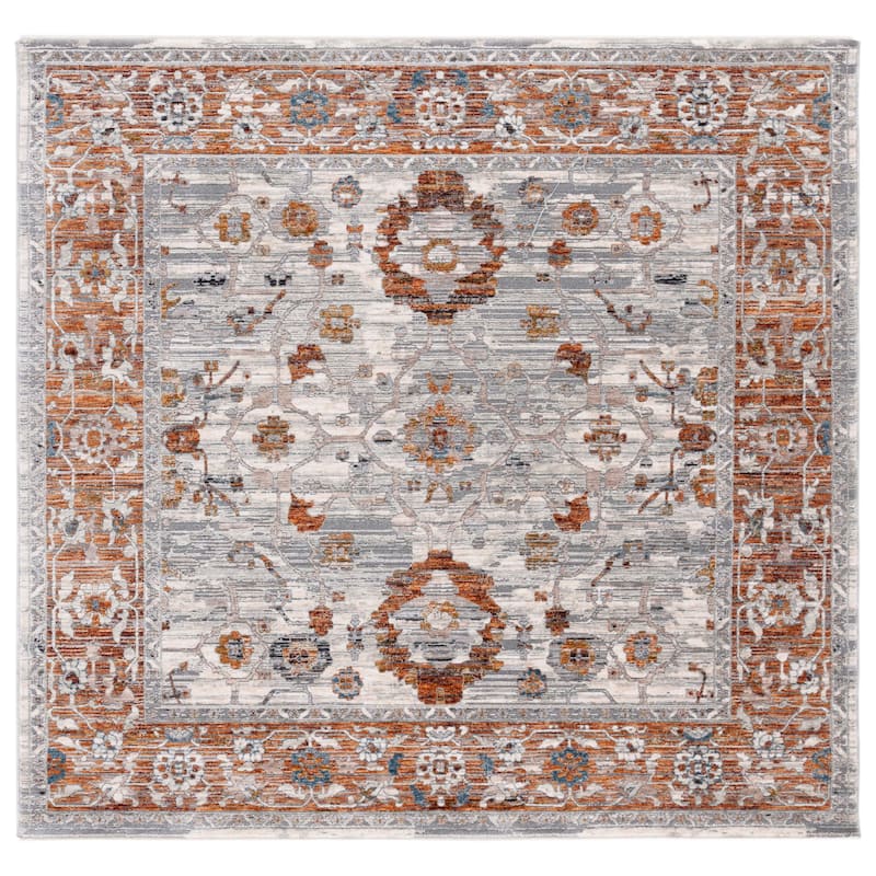 SAFAVIEH Heirloom Aurora Traditional Oriental Rug - 6'3" Square - Ivory Grey/Rust