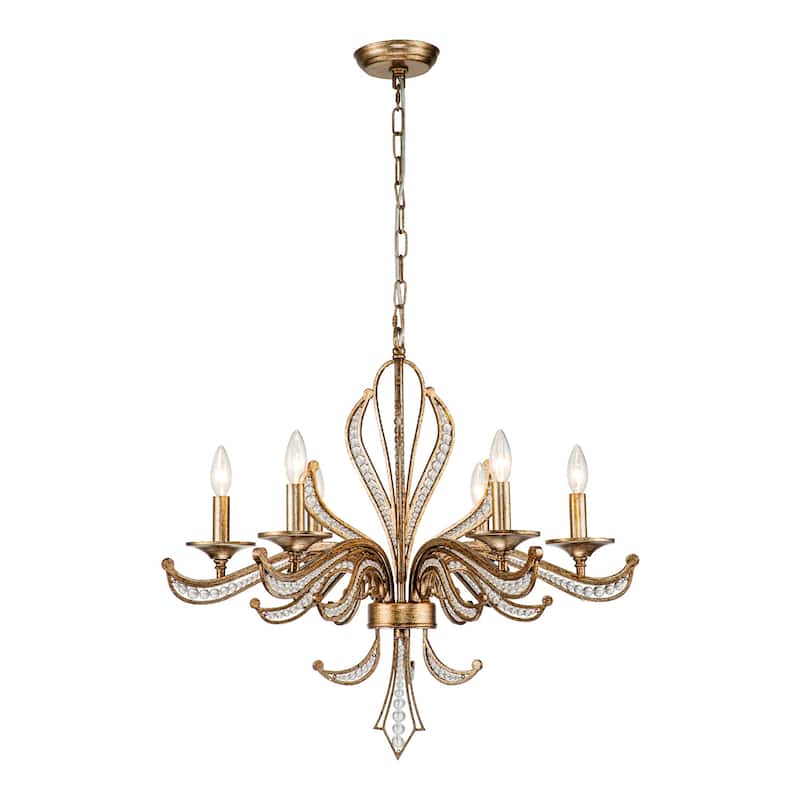 6-Light Modern Glam Sputnik Antique Candle Drum Crystal Chandelier