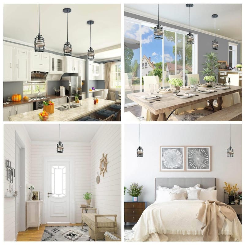 Carbon Loft Farmhouse 1-Light Cage Island Pendant Light - D4.7"*H7.9"