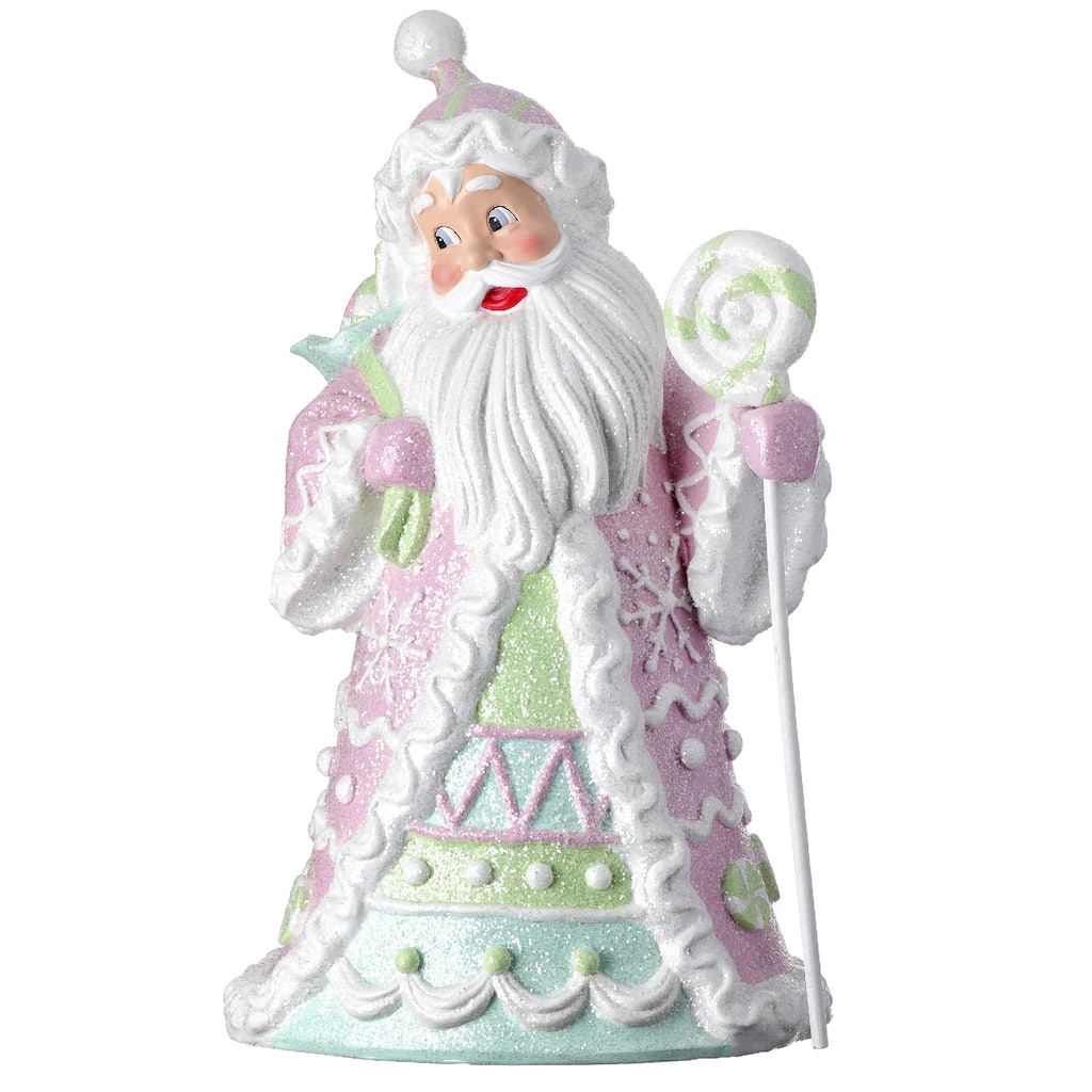 18" Pink and Green Candylicious Santa Christmas Figurine with Lollipop