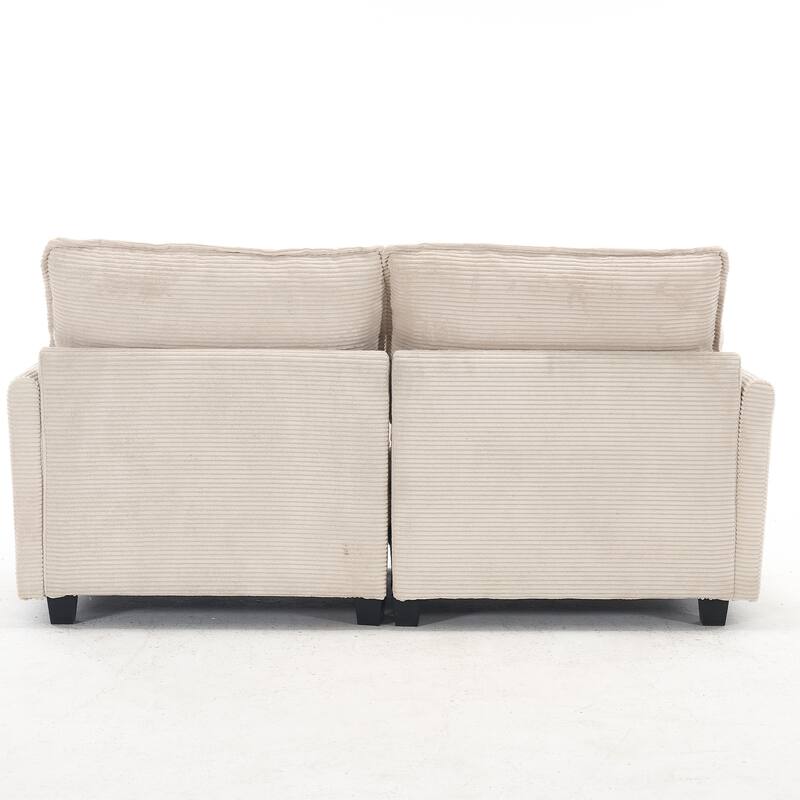 69" Velvet Modular 2-Seater Sofa with Double Cushions & Armrest Bags