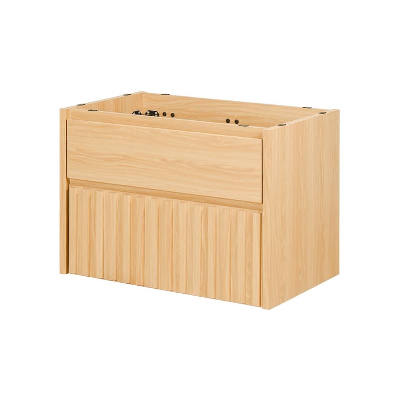 Sherwin Slat Modern Coastal 2-Drawer Wall Mounted Bath Vanity Cabinet Only (Sink Basin Not Included), By JONATHAN Y