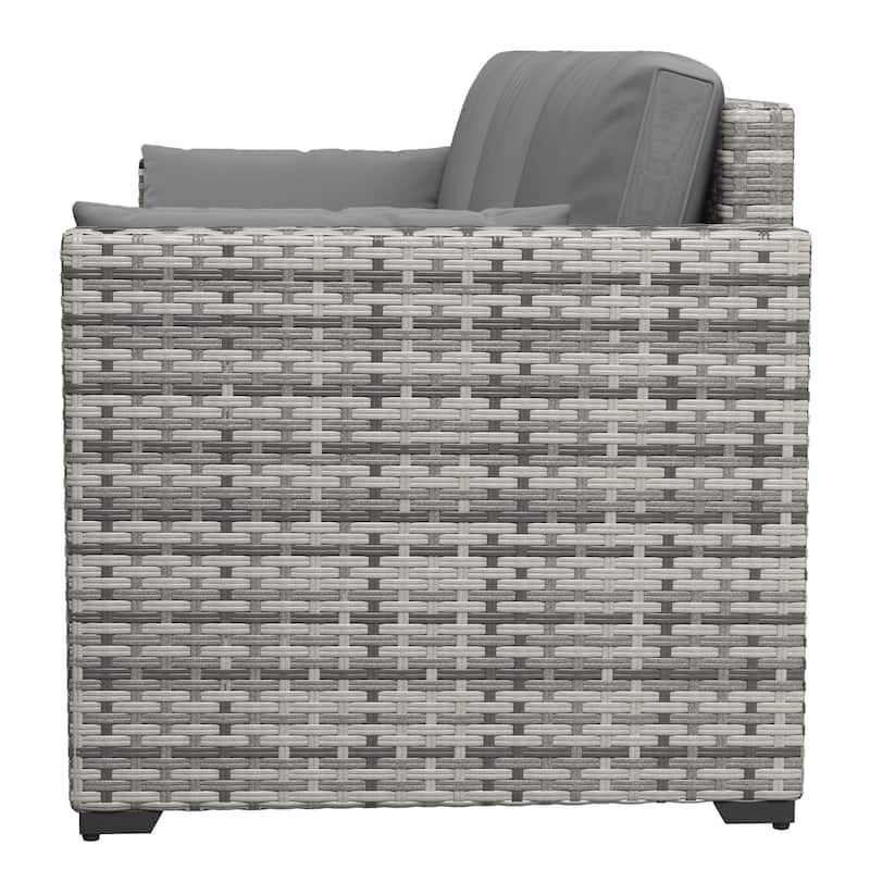Outsunny Wicker Patio Couch, PE Rattan 3-Seat Sofa, Outdoor Furniture