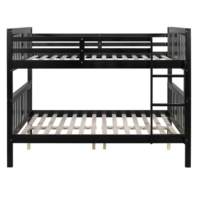 Full Over Full Bunk Bed with Ladder for Bedroom, Guest Room Furniture, Solid Wood Construction