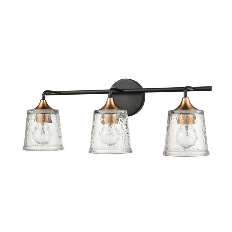 Elk Home Hamy Matte Black With Hammered Glass Vanity Light