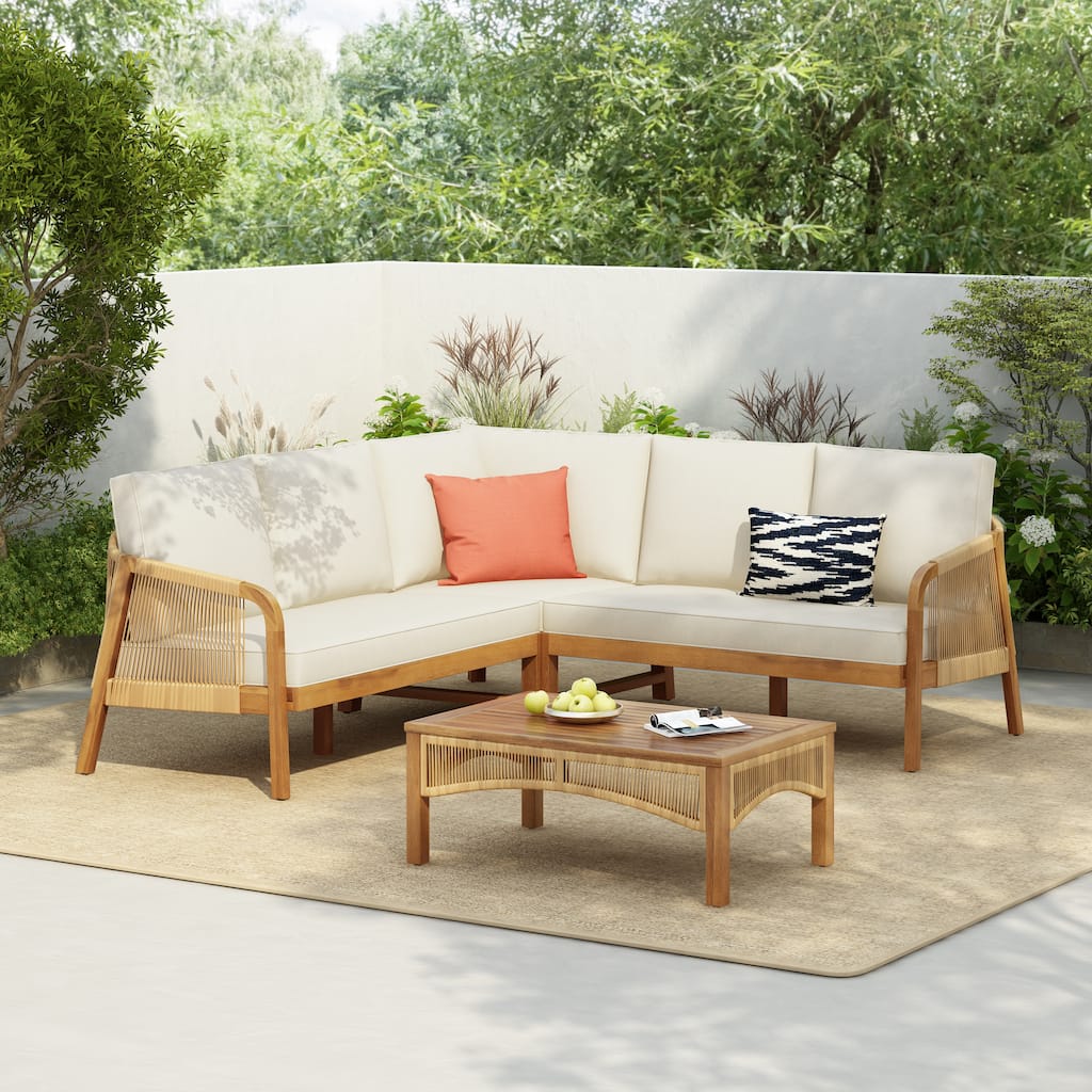Christopher Knight Home - Orion Acacia Wood 4-Pieces Patio Chat Set