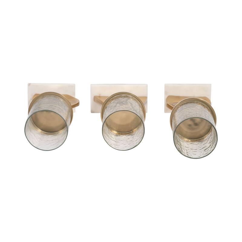 Candle Holders Set of 3 - Metal Marble Base, 13/15"