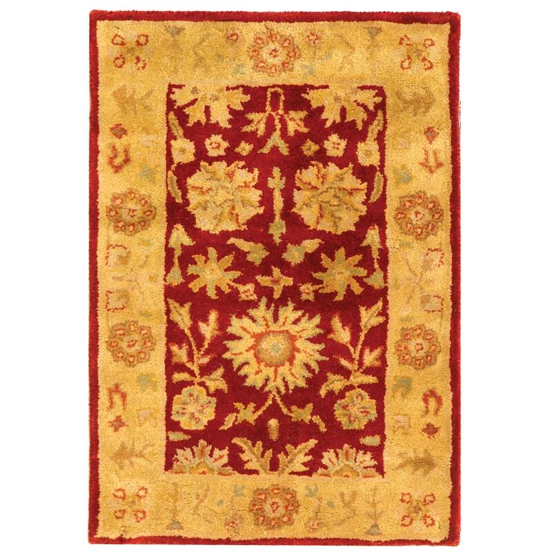 SAFAVIEH Handmade Heritage Layered Faux Bois Traditional Oriental Wool Rug - 2' x 3' - Red/Gold
