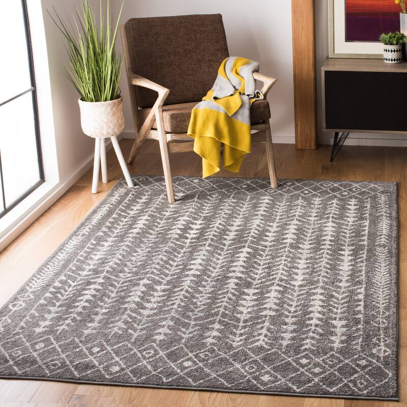 SAFAVIEH Tulum Adda Moroccan Boho Rug - 3' x 5' - Dark Grey/Ivory