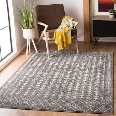 SAFAVIEH Tulum Sharie Moroccan Boho Rug - Dark Grey/Ivory - 5'3" x 7'6"