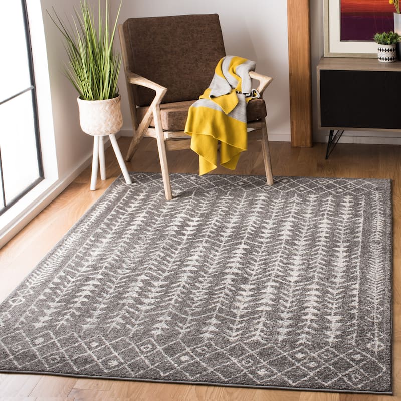SAFAVIEH Tulum Sharie Moroccan Boho Rug - Dark Grey/Ivory - 5' 3" x 7' 6"