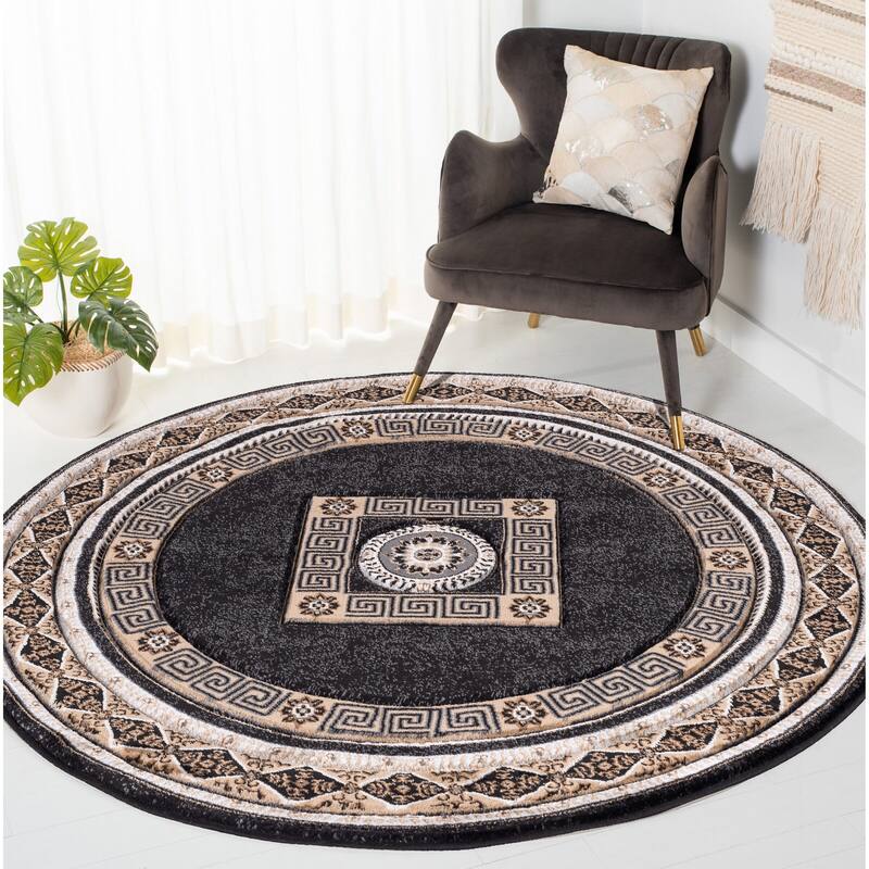 Glamour Black/Beige Polypropylene Area Rug