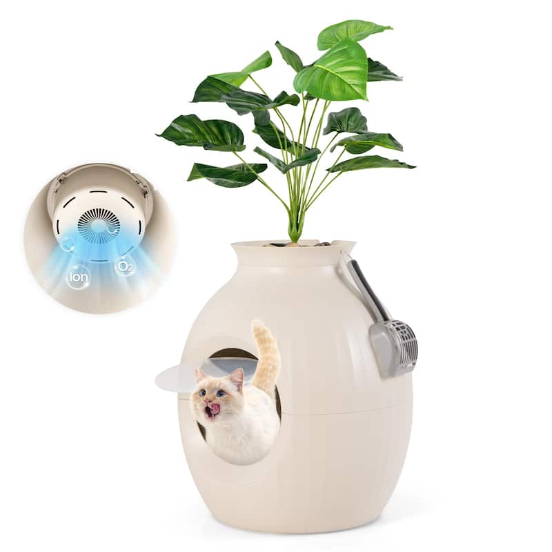 Smart Plant Cat Litter Box with Electronic Odor Removal