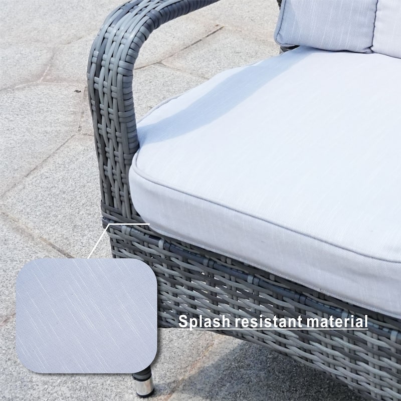 7-Piece Patio Wicker Dining Set with 6 Dining Chairs - N/A