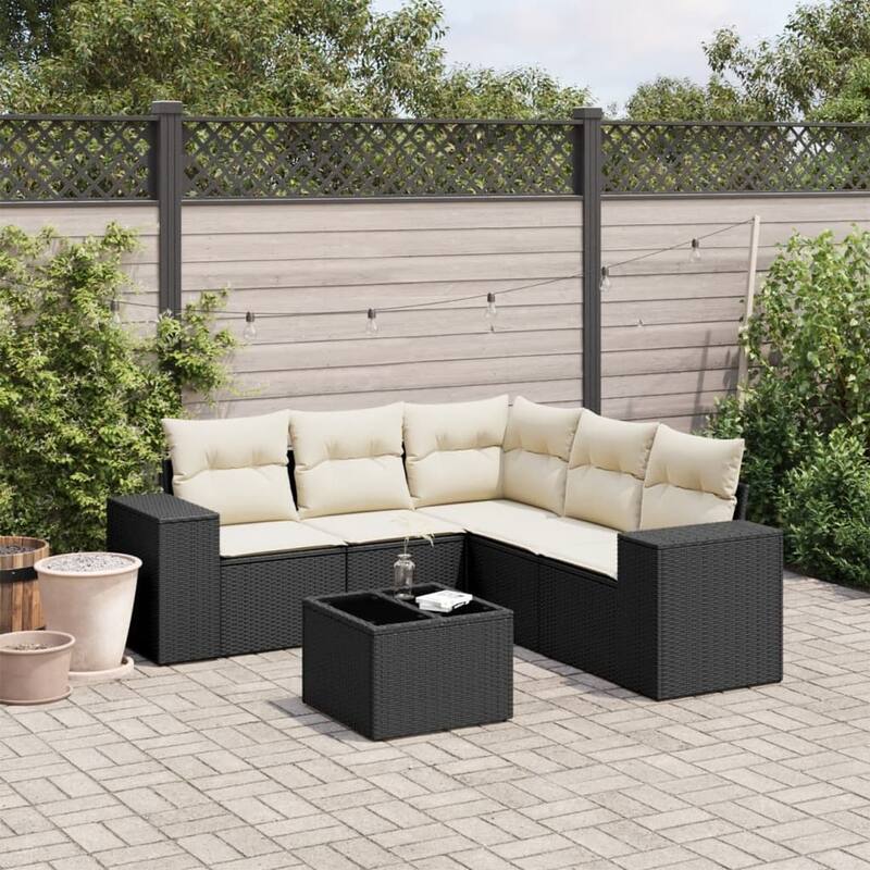 vidaXL Garden Sofa Set - Black and cream With table