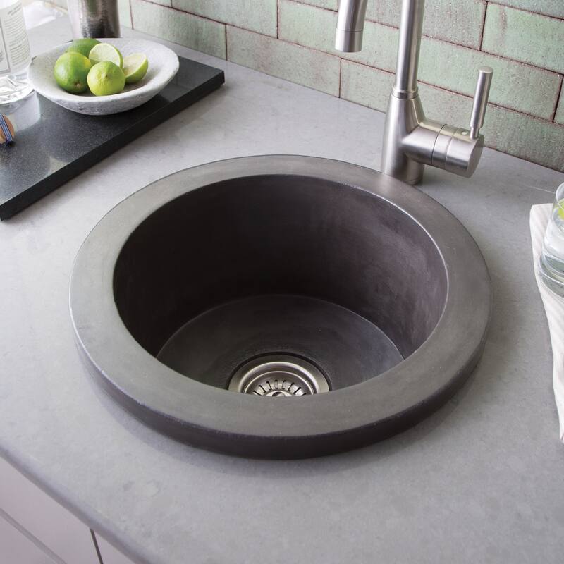 Olivos Handcrafted NativeStone Concrete Bar/ Prep Sink - 16" x 8"