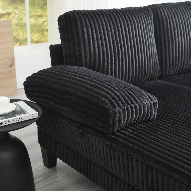 Symmetrical Corduroy Double Chaise Couch U-shaped Sectional Sofa