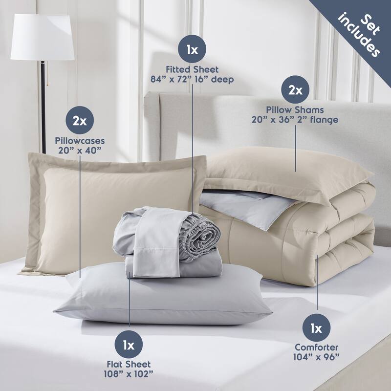 Emperyan Reversible Comforter Set Bed in a Bag with Down Alternative Pillow