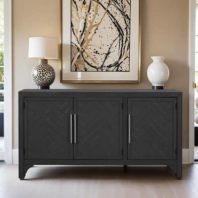 Designed Storage Cabinet Sideboard with MDF+Pine veneer , Adjustable Shelves, Suitable for Living Rooms