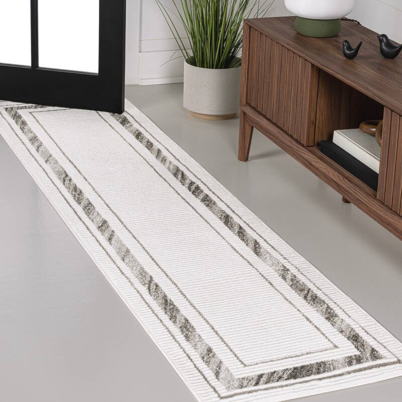 JONATHAN Y Draper Classic Border Marble Pattern High-Low Rug