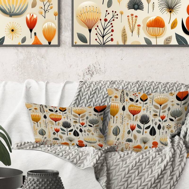 Designart "Vintage Scandinavian Charm" Midcentury Printed Throw Pillow