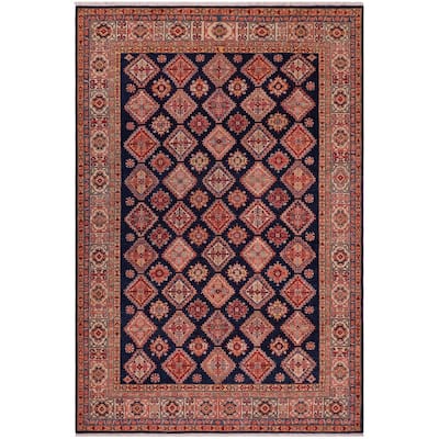 Tribal Super Kazak Marisol Blue/Beige Hand Knotted Wool Rug - 8'1'' x 9'4''