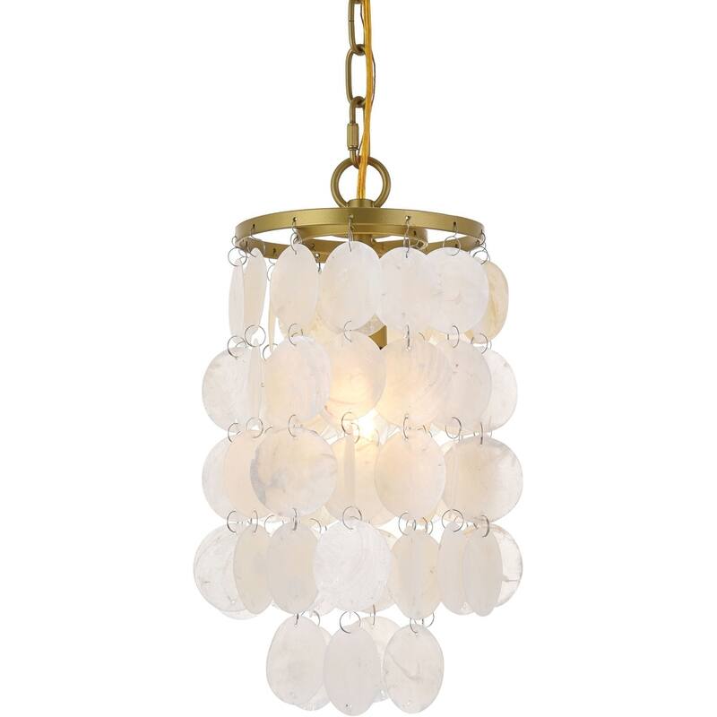 Elegant Lighting Selene Single Light 6" Wide Mini Pendant - Brass / White