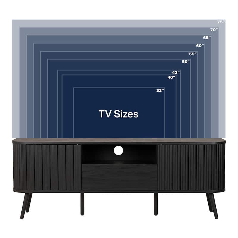 Finley 70 in. Farmhouse Curved TV Stand with Drawer and Storage Doors Fits TVs up to 75 in. with Cable Management, by JONATHAN Y